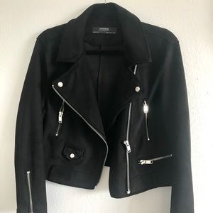 Faux Suede Biker Jacket